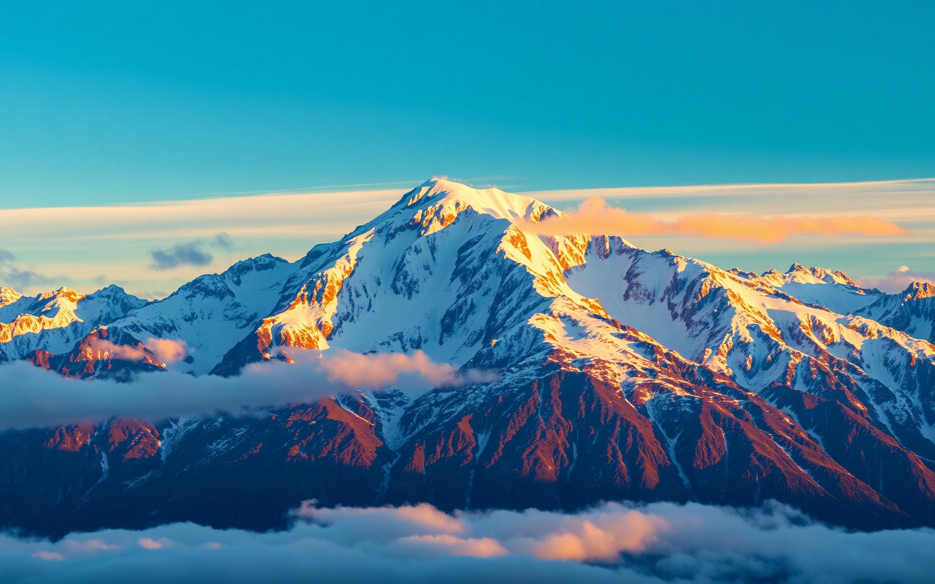 Snow-capped Mt. Kazbek in the Greater Caucasus, Georgia